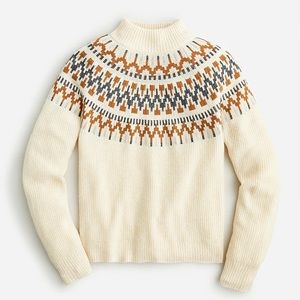 NWT J. Crew Fair Isle Mockneck Pullover Sweater - Muslin Caramel Charcoal XL